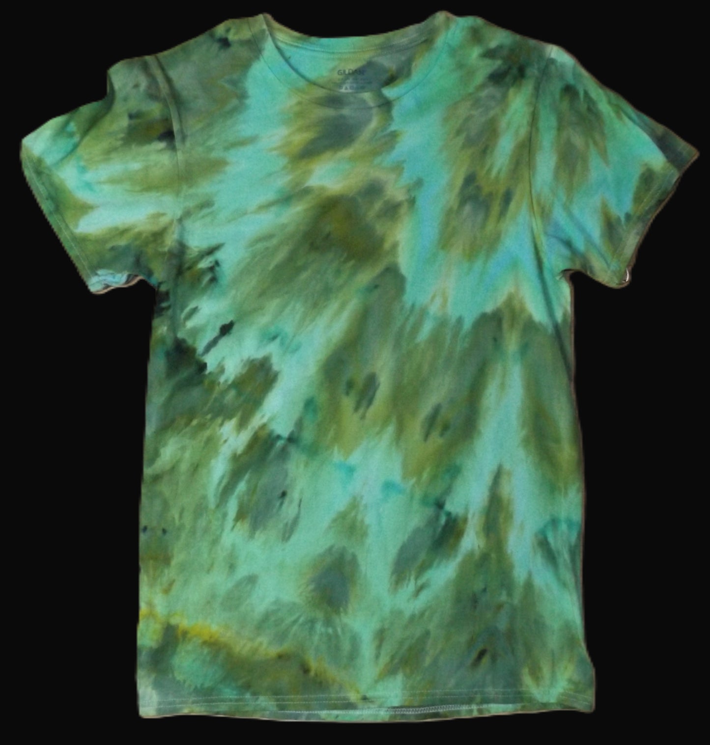 Ice Tie-dye Small Crew Neck T-shirt Teal and Olive Ice