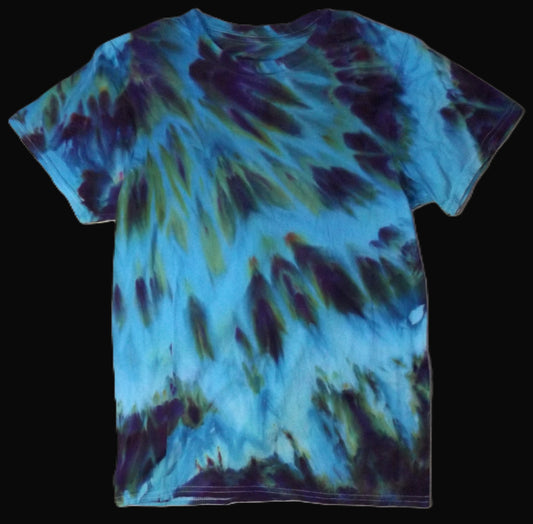 Ice Tie-dye Small Crew Neck T-shirt Aqua and Purple Twist Ice