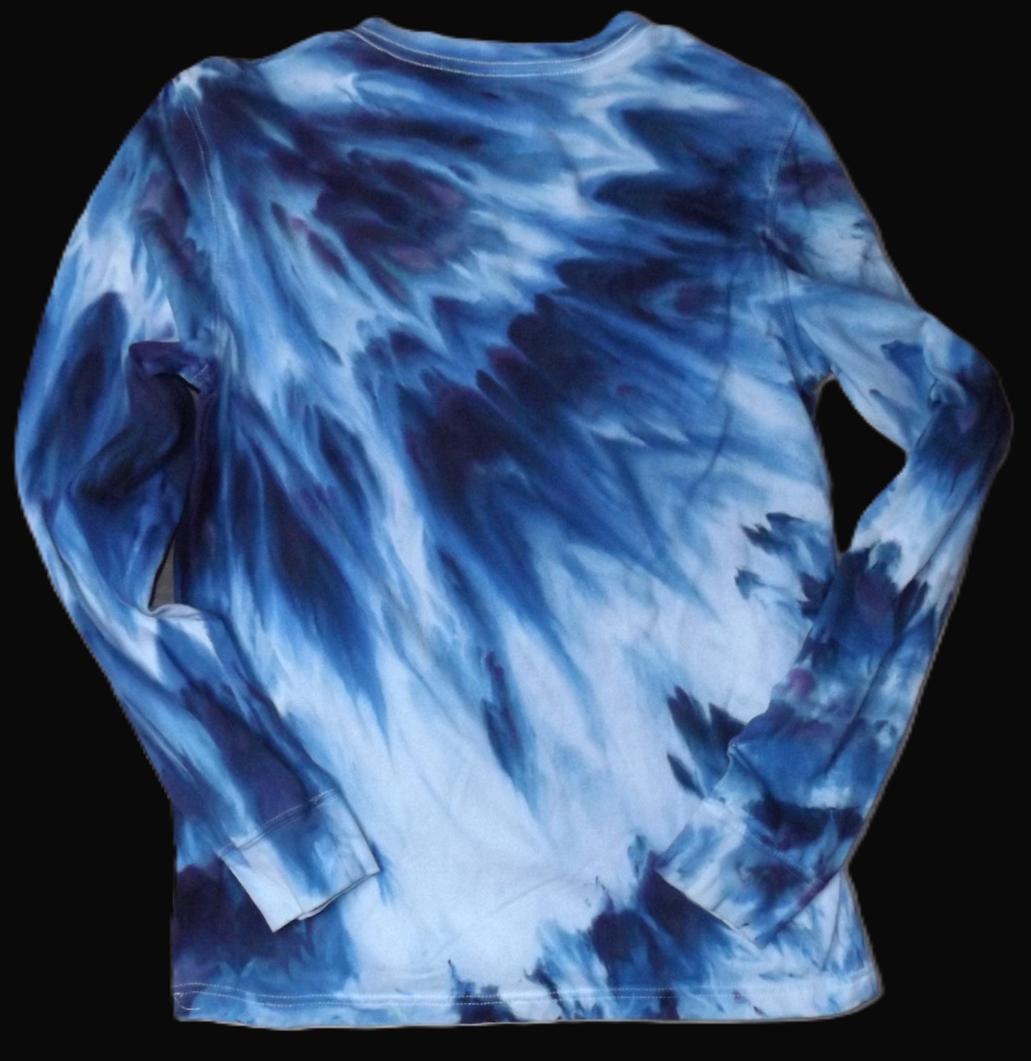 Ice Tie-dye Small Crew Neck Long Sleeved T-shirt Winter Blue Ice