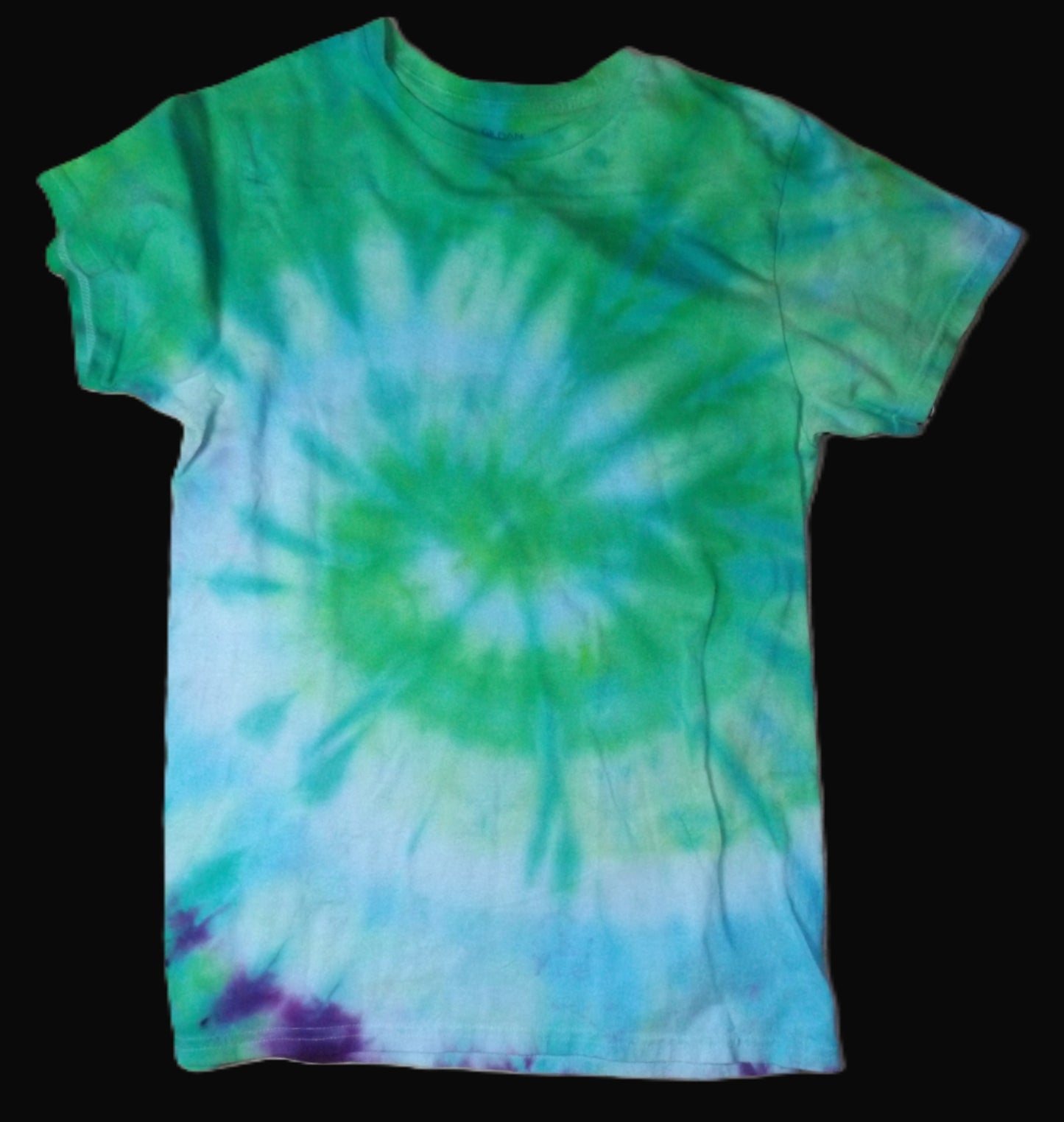 Spiral Tie-dye Small Crew Neck T-shirt Green and Turquois Spiral
