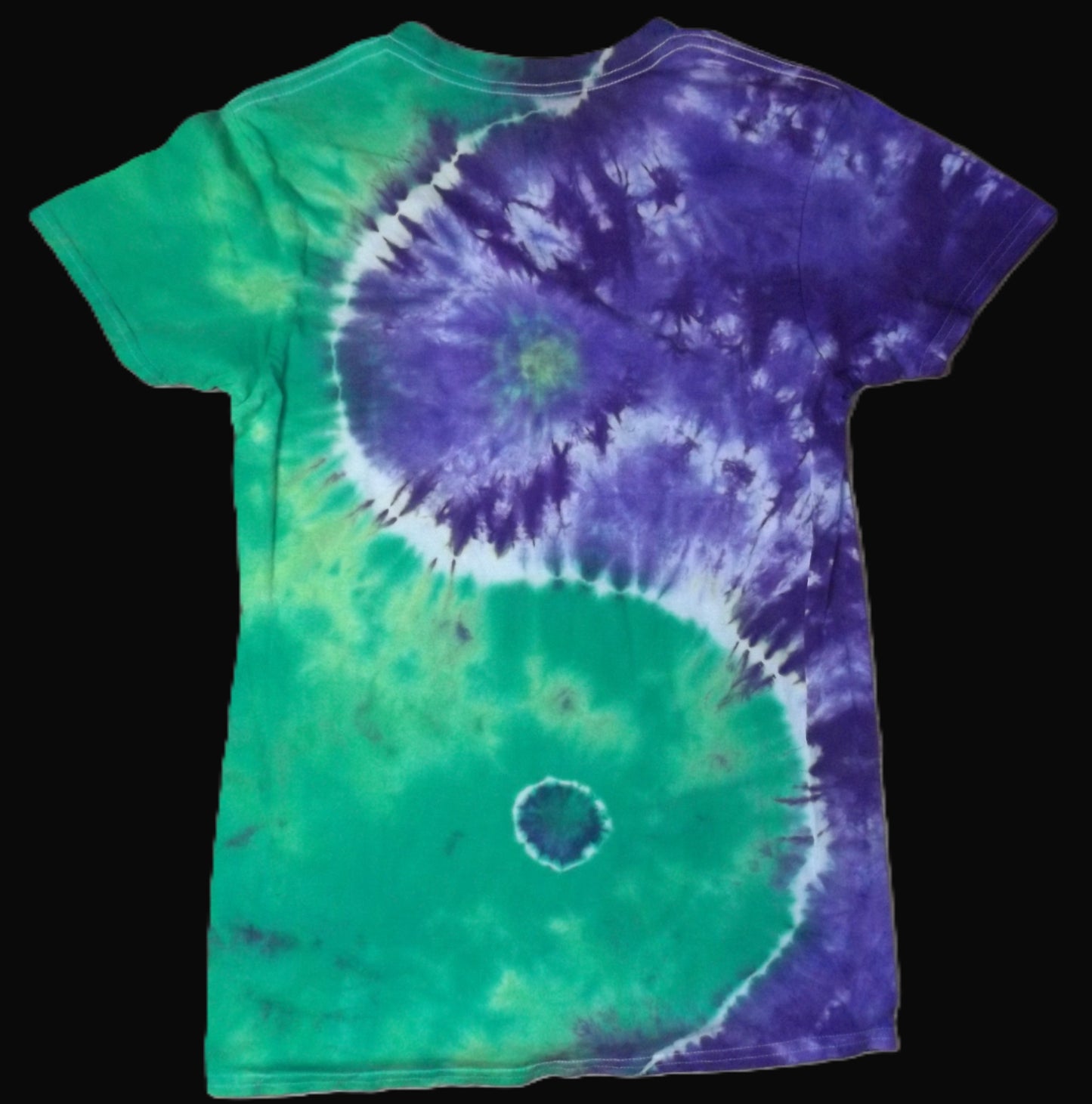 Yin Yang Tie-dye Small Crew Neck T-shirt Green and Purple