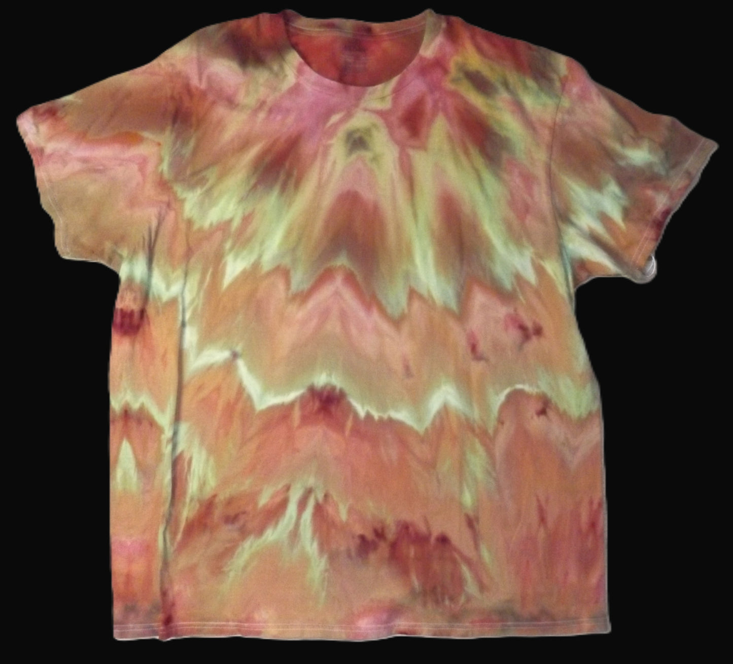 Ice Tie-dye XL Crew Neck T-shirt Red and Green Ice