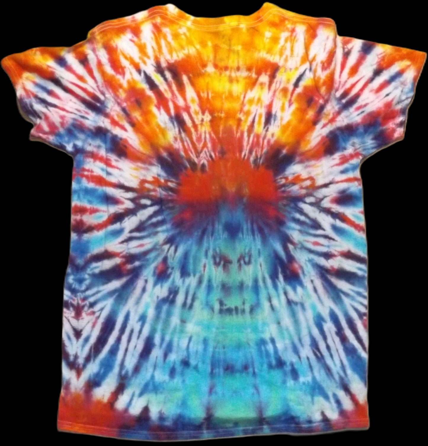Pleat Tie-dye XL Crew Neck T-shirt Hot and Cold