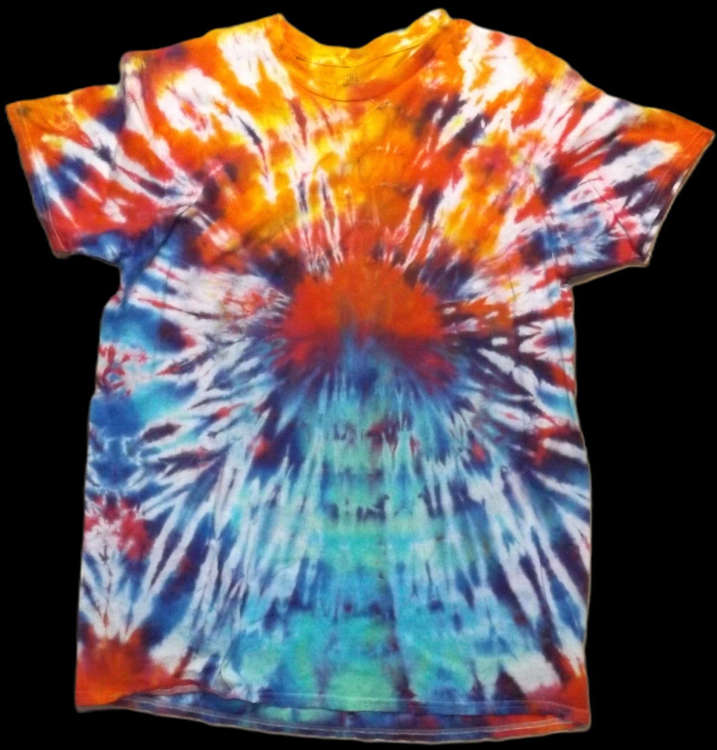Pleat Tie-dye XL Crew Neck T-shirt Hot and Cold