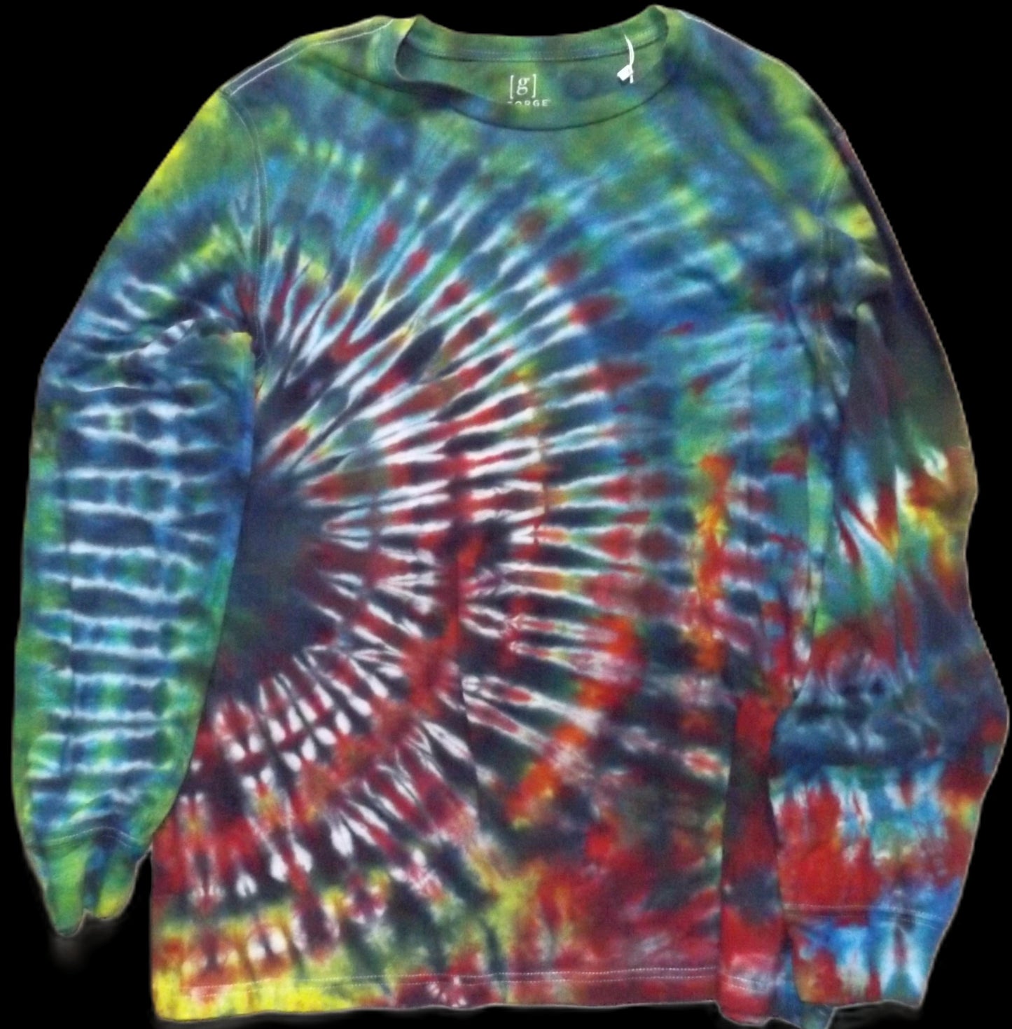 Pleat Tie-Dye XL Long sleeve Crew Neck T-shirt Good Try