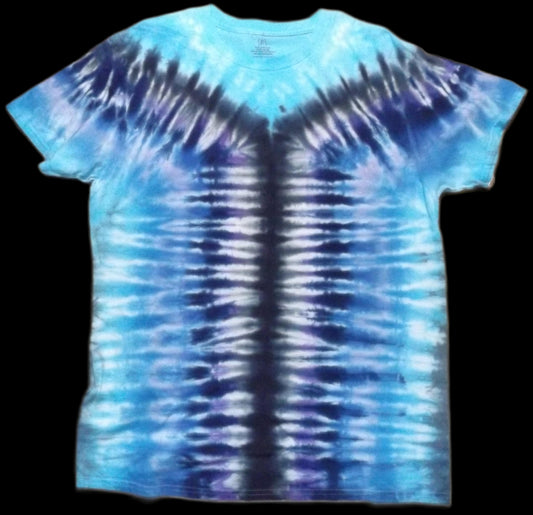 Mirror Tie-dye XL Crew Neck T-shirt Aqua Zipper