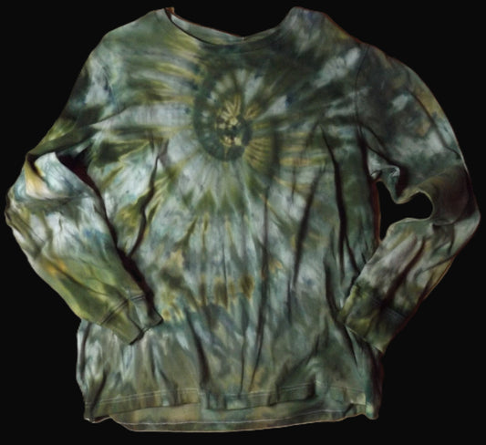 Spiral Tie-dye XL Crew Neck Long Sleeve T-shirt Olive Spiral
