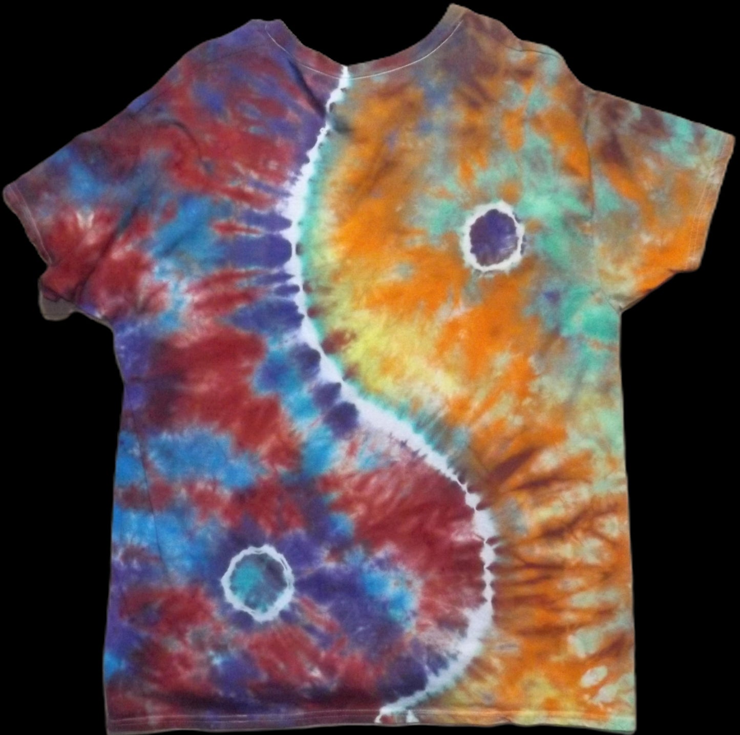 Yin-yang Tie-dye XL Crew Neck T-shirt Multi color yin-yang