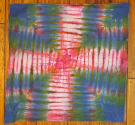 Bandana Pleat Tie-dye 20x20 Pink Plus