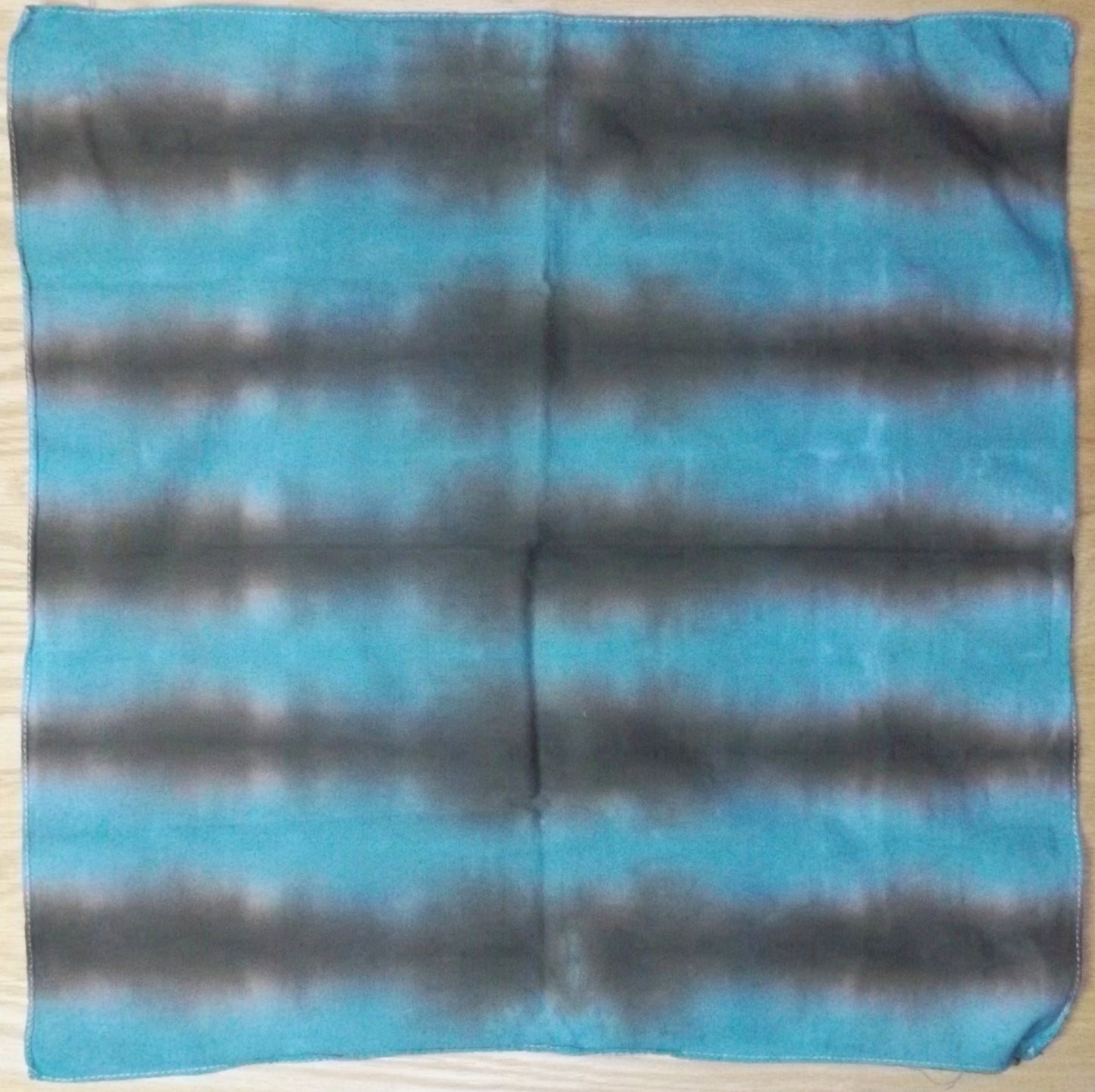 Bandana Pleat Tie-dye 20 X 20 Aqua and Olive Stripes