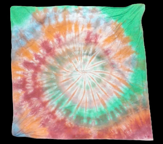 Bandana Spiral Tie-dye 20x20 Green and Orange Spiral