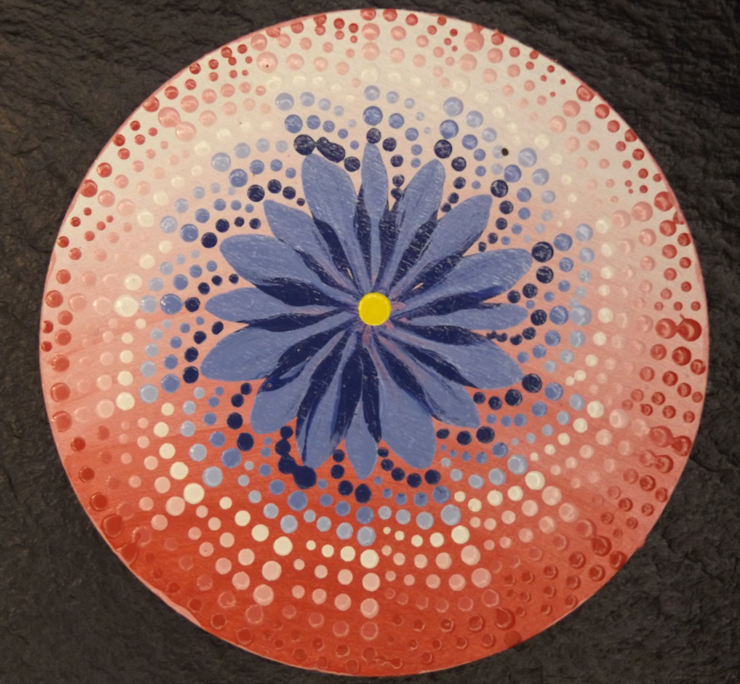 Magnet Disk Pink with Blue Flower Too