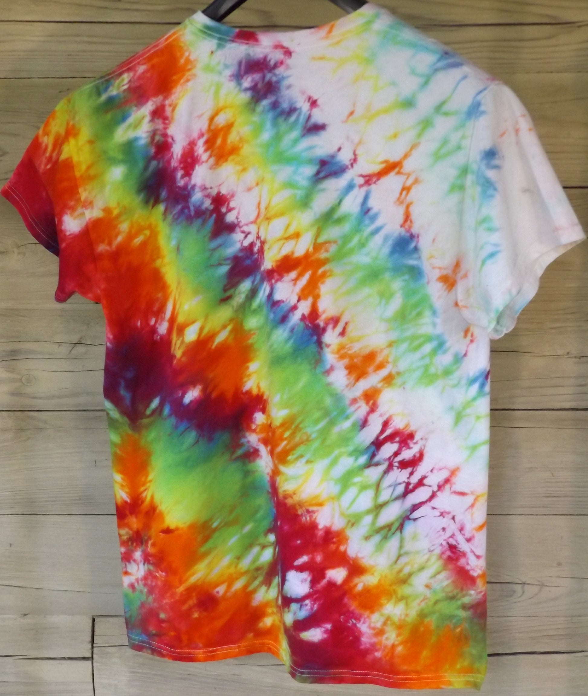 Shibori tie dye tshirt large crew neck Rainbow Bright Groovy Ties