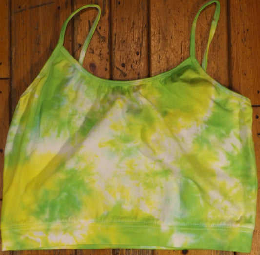 Sport Top Tie-dye Large Spaghetti Strap Tank Lime Green