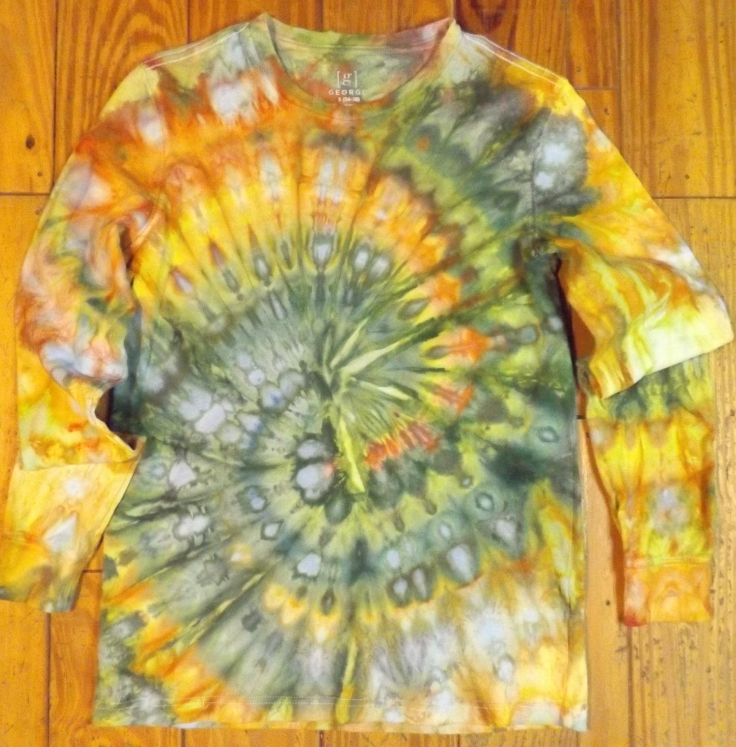 Spiral Tie-dye Small Long Sleeve Crew Neck T-shirt Ice Spiral