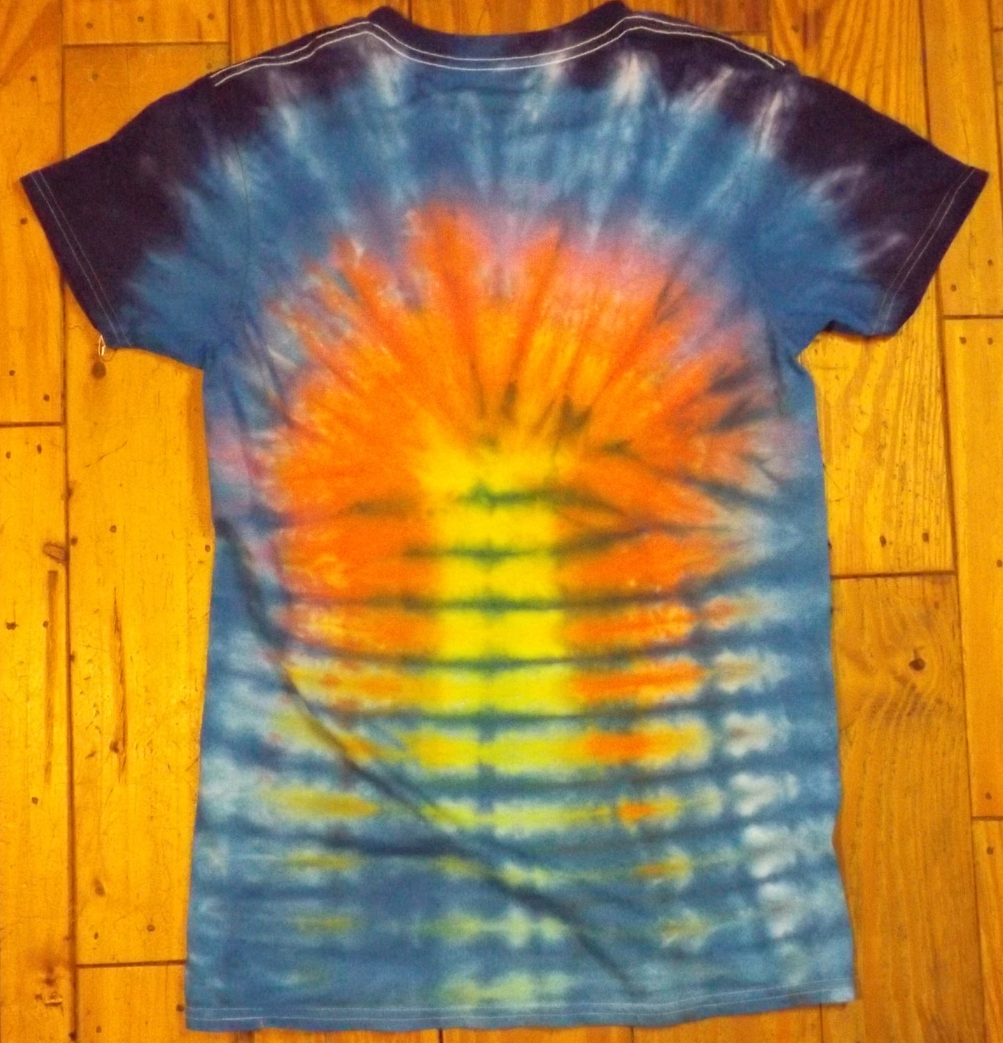 Pleat Tie-dye Small Crew Neck T-shirt Sunset