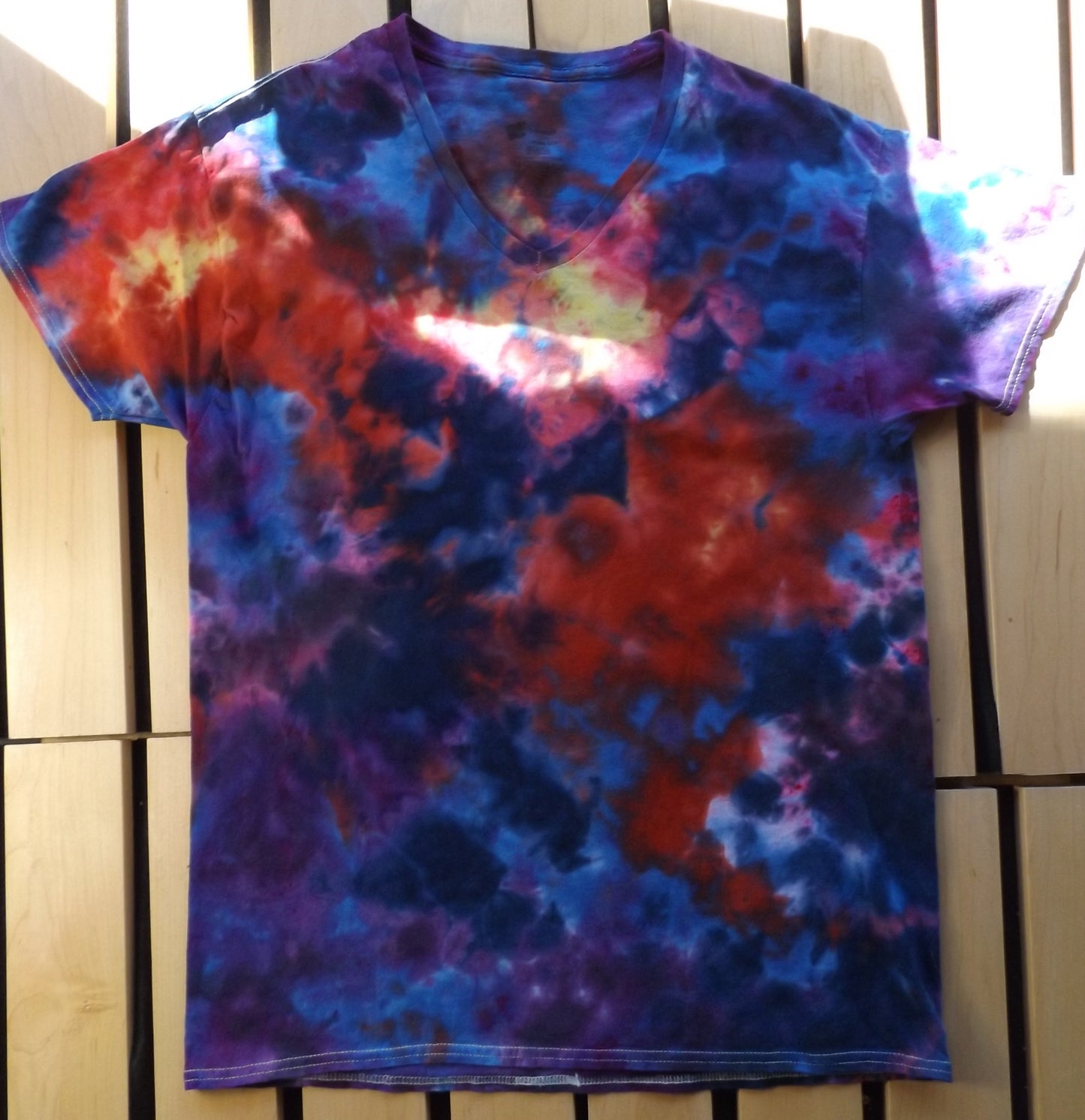 Galaxy Tie-dye Large V-Neck T-shirt Rainbow Galaxy