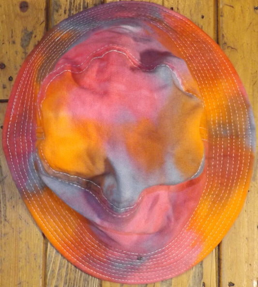 Hat Bucket Style Easter Bonnet Pink Orange and Blue