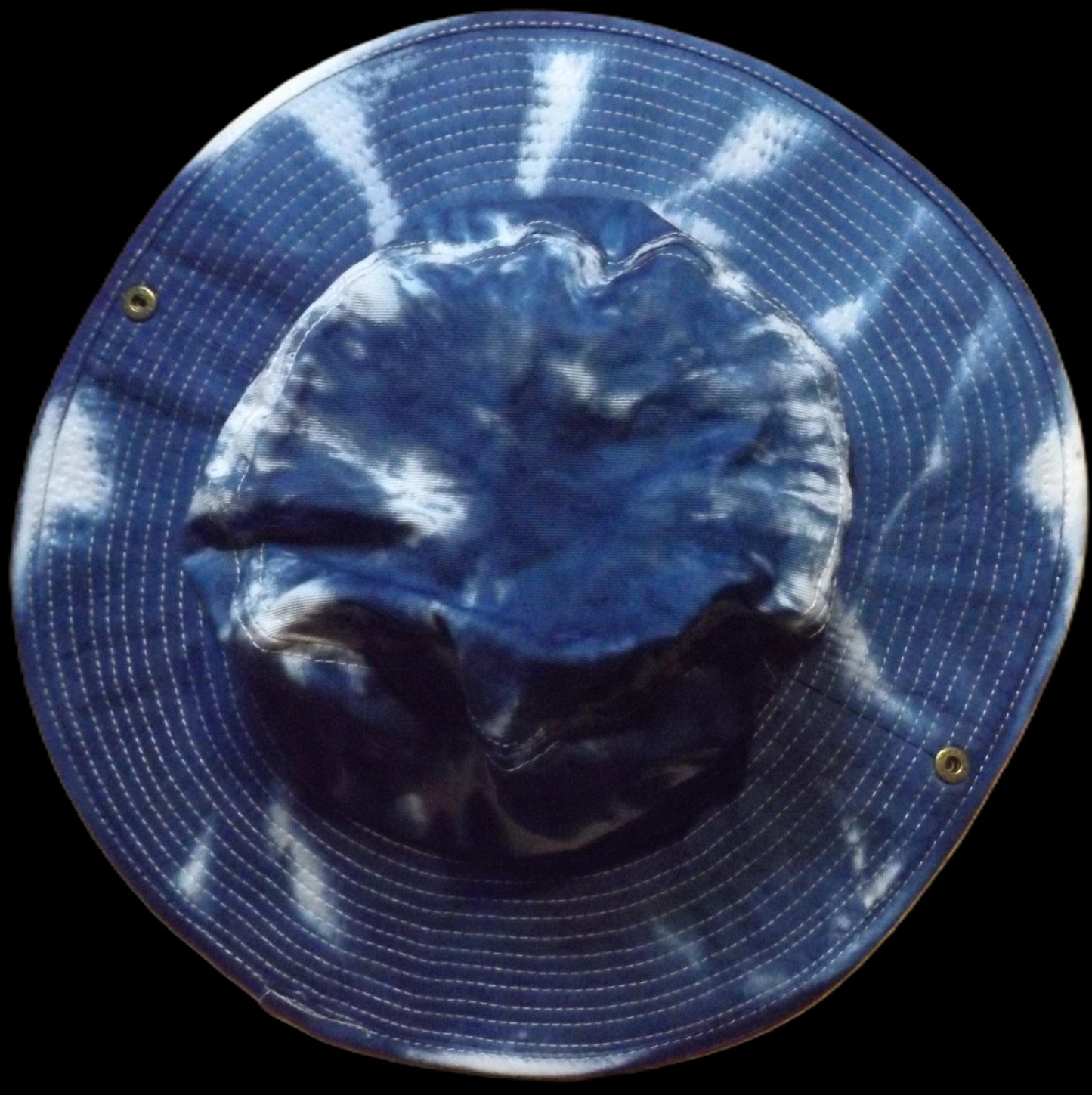 Safari Hat with Snaps and Chin Strap Blue and White Tie-dye