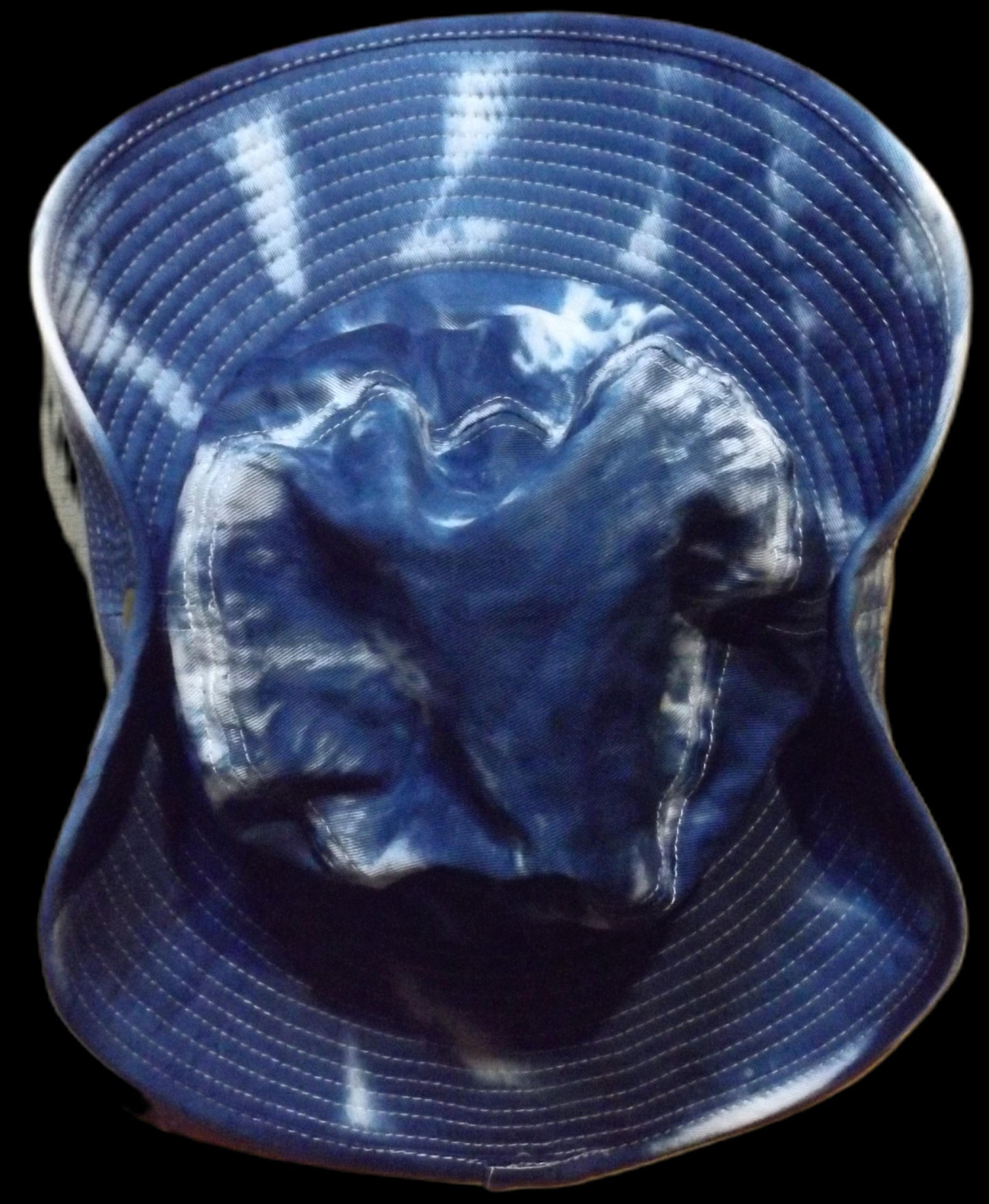 Safari Hat with Snaps and Chin Strap Blue and White Tie-dye