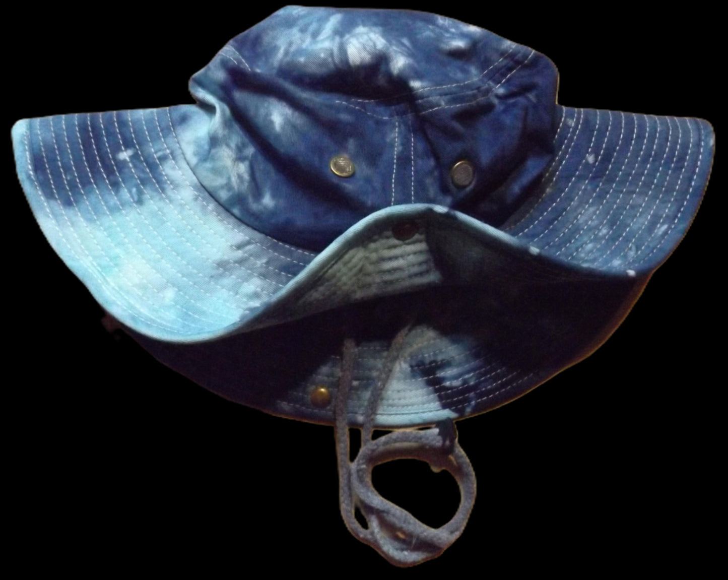 Safari Hat with Snaps and Chin Strap Two Tone Blue