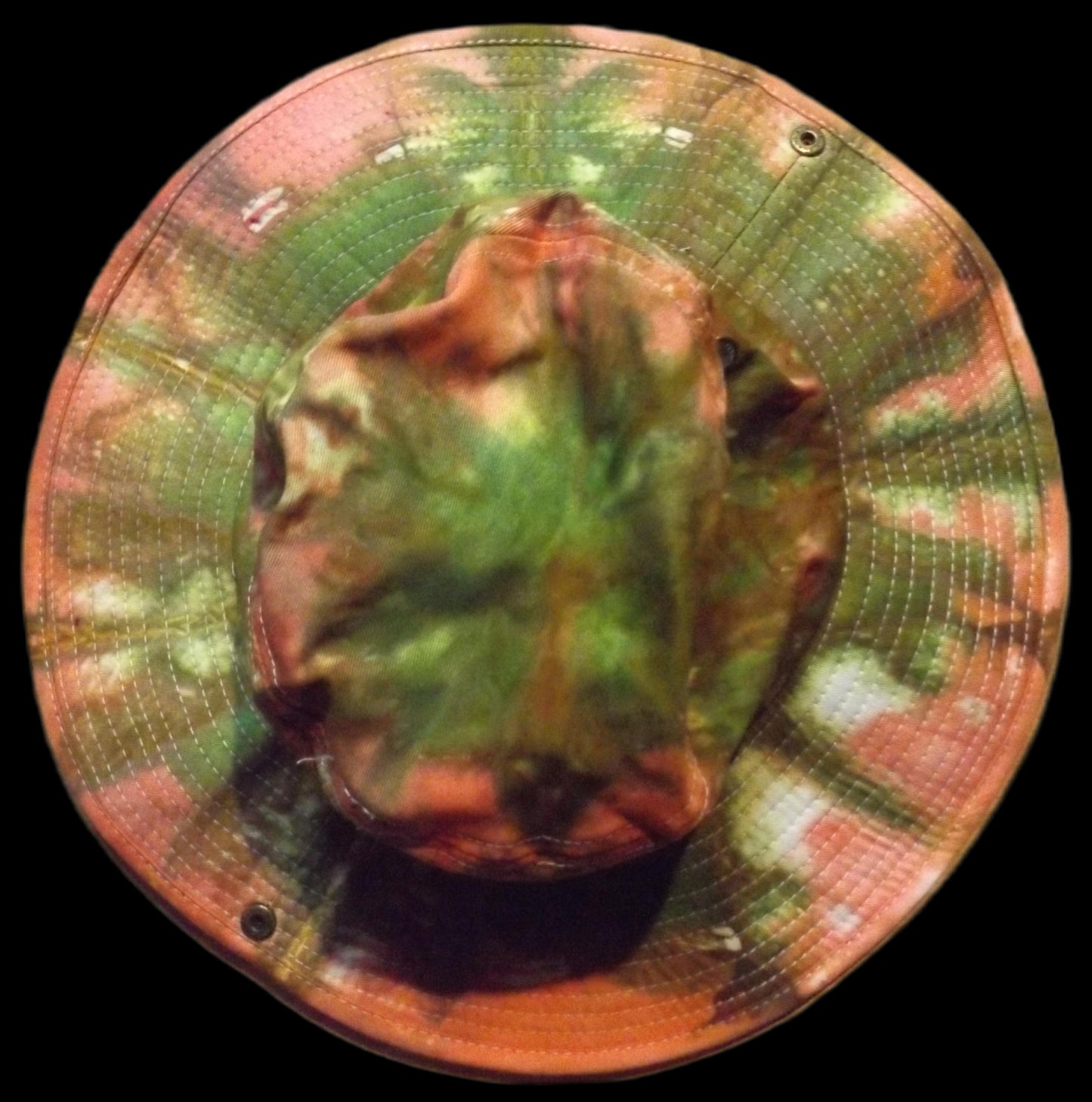 Safari Hat with Snaps and Chin Strap Coral Pink and Avocado