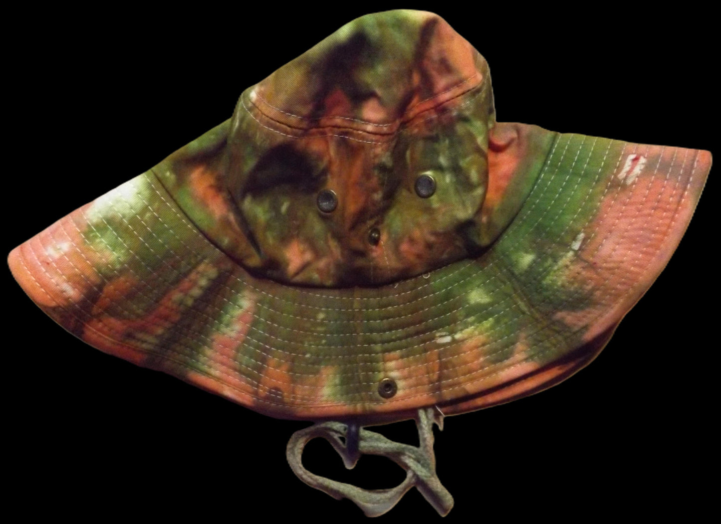 Safari Hat with Snaps and Chin Strap Coral Pink and Avocado