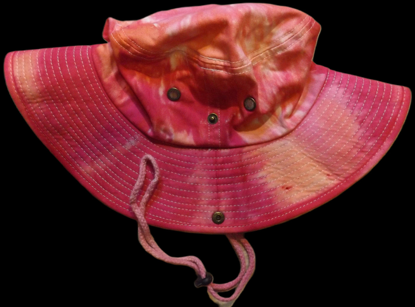 Safari Hat with Snaps and Chin Strap Pink and Coral