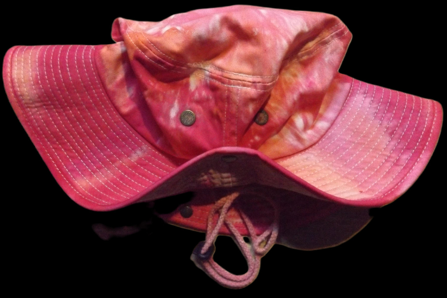 Safari Hat with Snaps and Chin Strap Pink and Coral