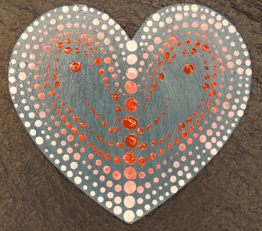 Magnet Heart Grey with Red Dots