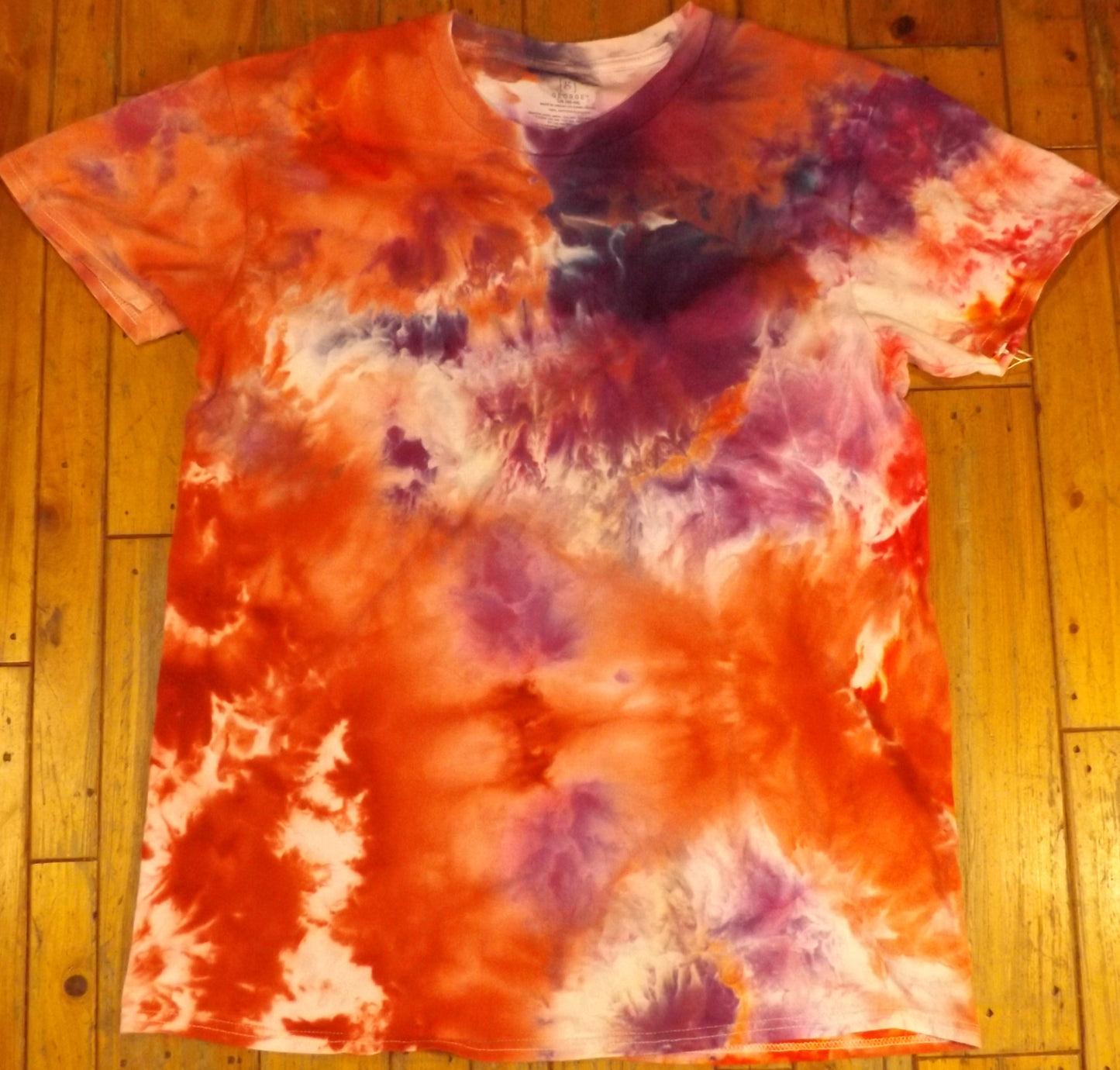 Ice Tie-dye Large Crew Neck T-shirt Pink Galaxy Ice