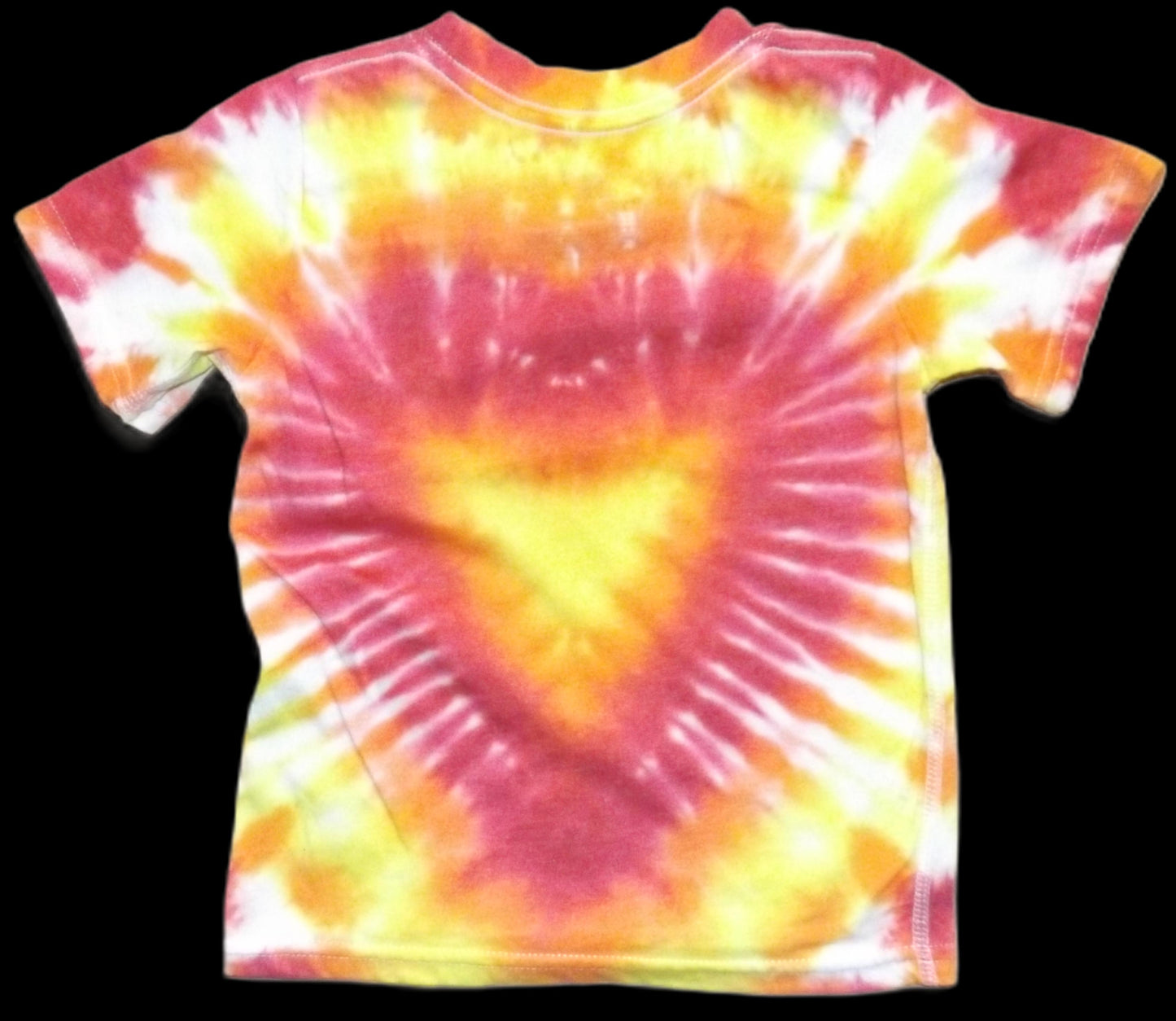 Kids Heart Tie-dye 2T Crew Neck T-shirt Red Orange Yellow