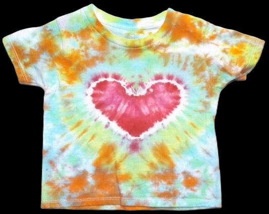 Kids Heart Tie-dye 2T Crew Neck T-shirt Heart