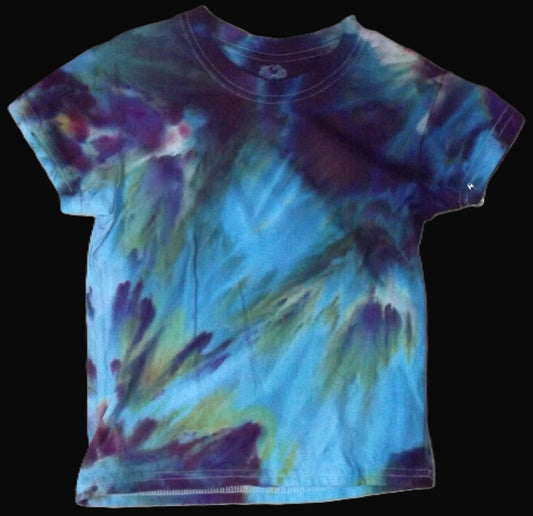 Kids Ice Tie-dye 4T Crew Neck T-shirt Aqua and Purple Ice