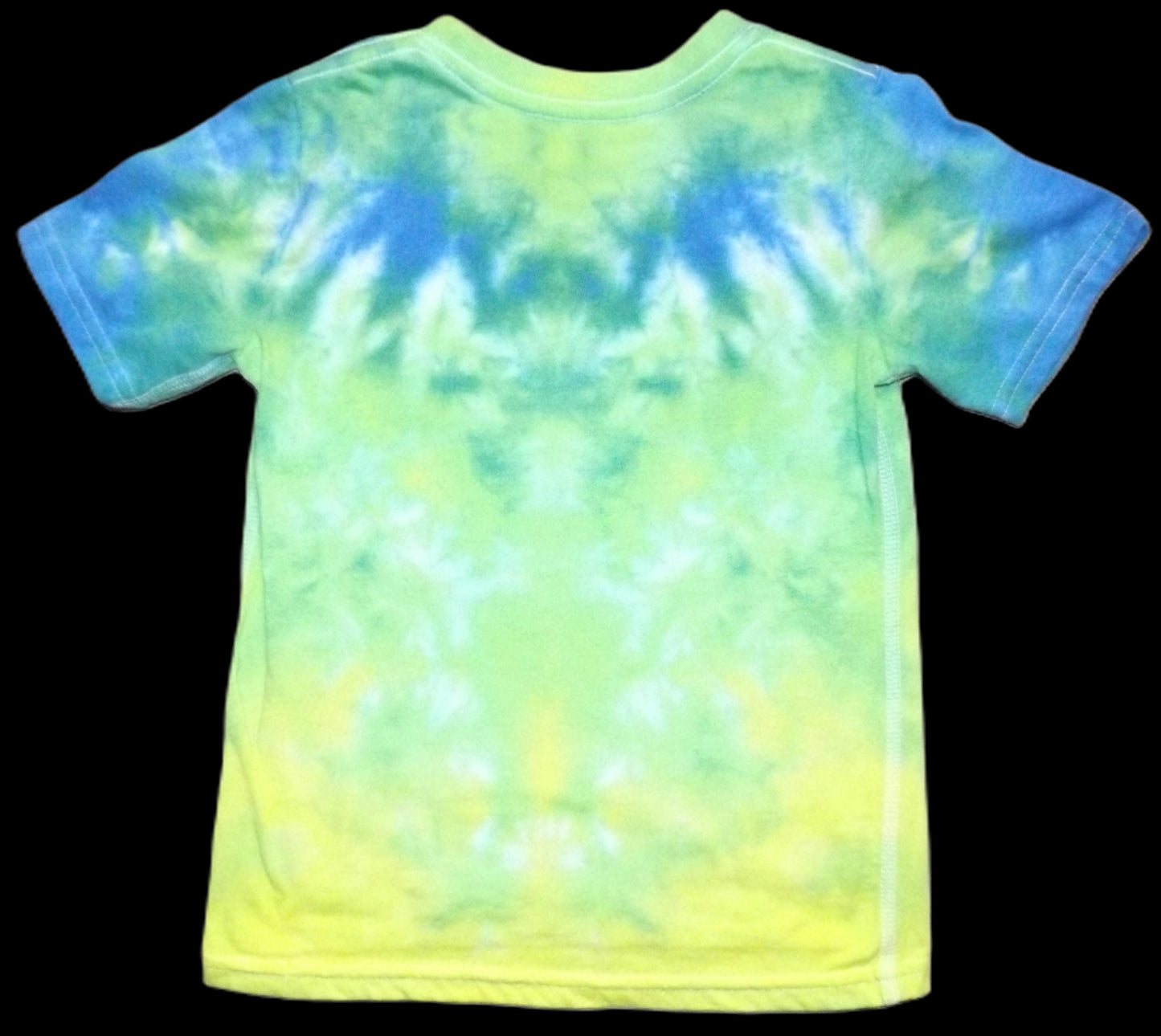 Kids Scrunch Tie-dye 4T Crew Neck T-shirt Blue Yellow Green Scrunch