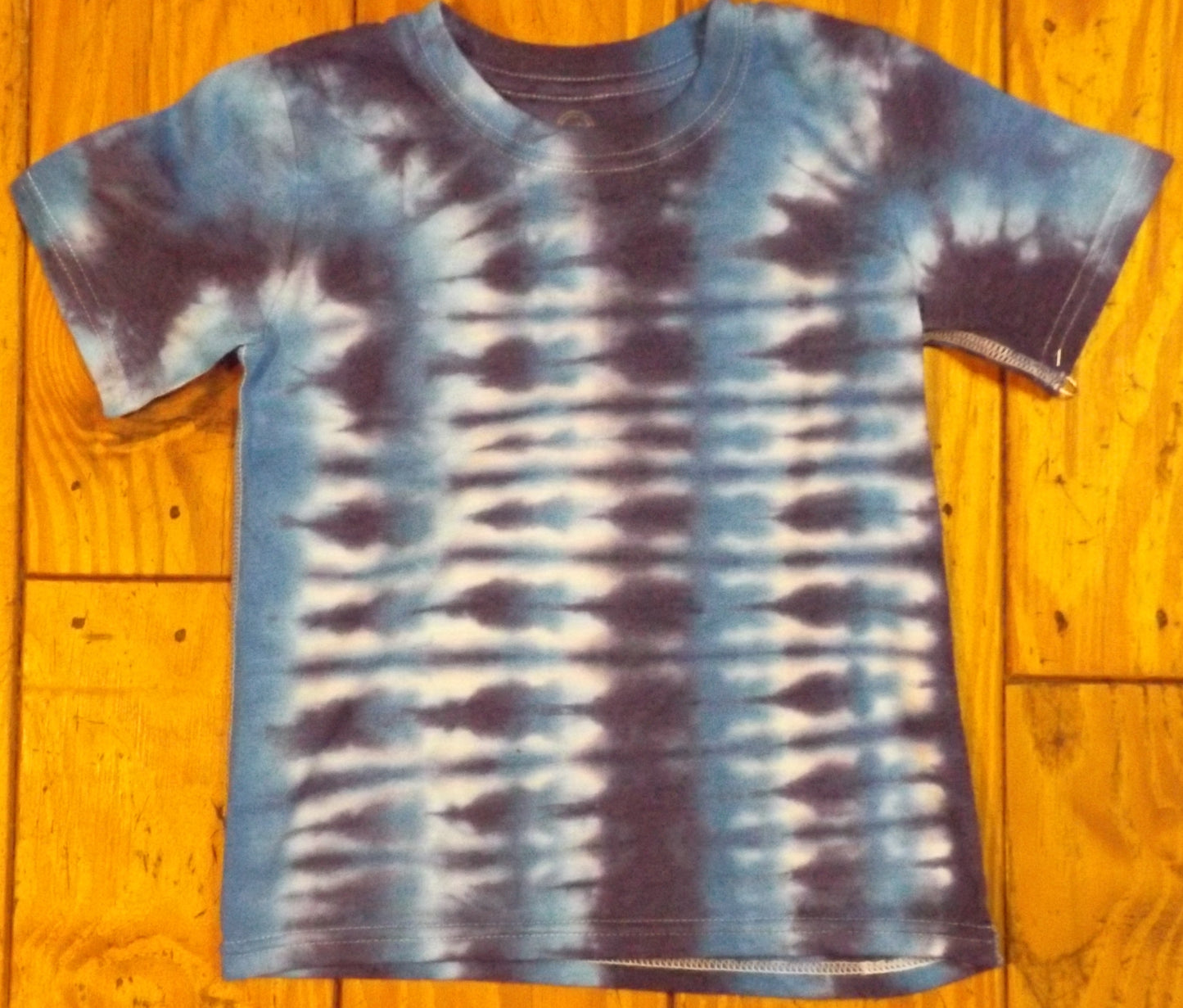 Kids Stripes Tie-dye 2T Crew Neck T-shirt Blue Stripes