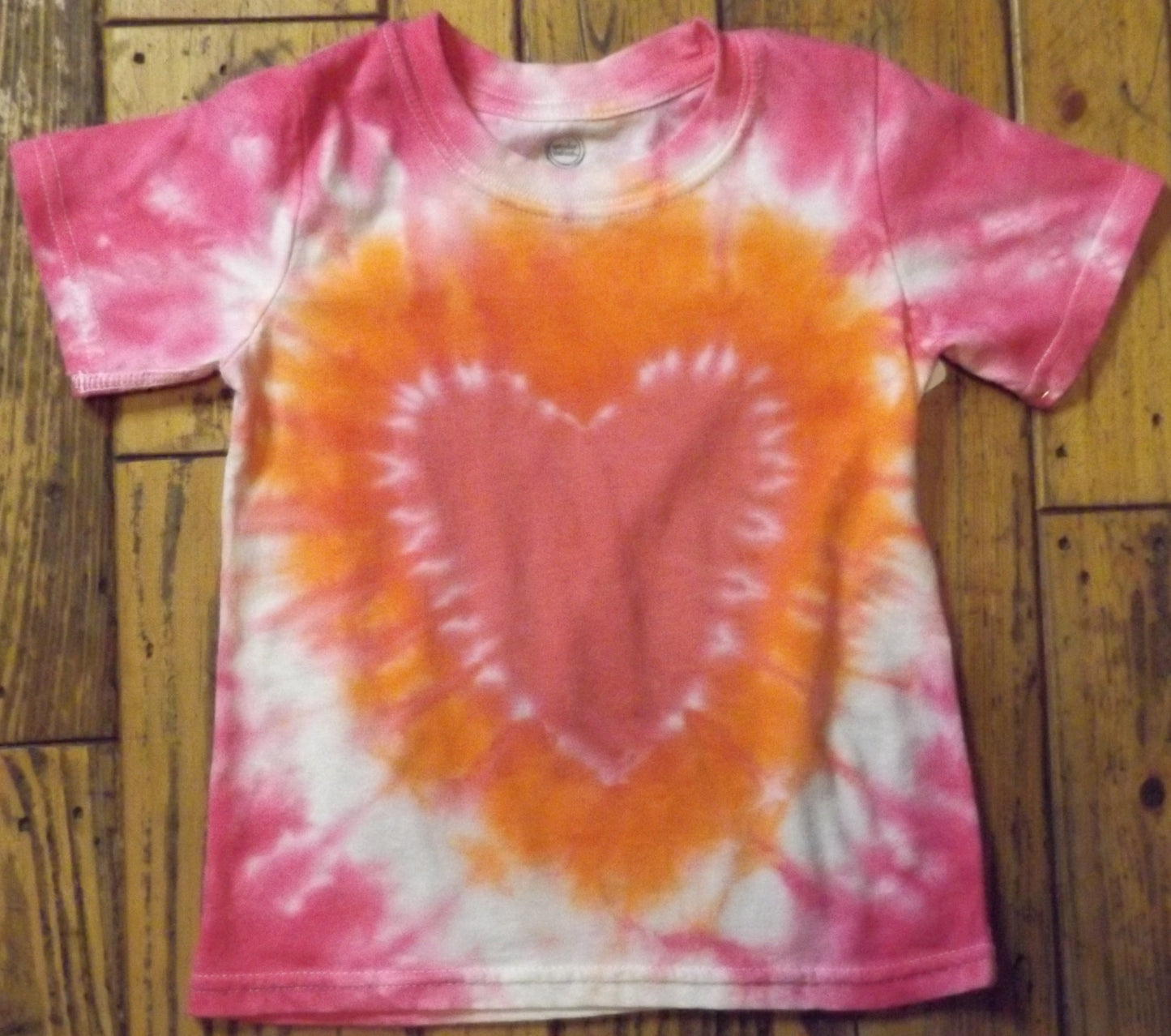 Kids Heart Tie-dye 2T Crew Neck T-shirt Red Heart