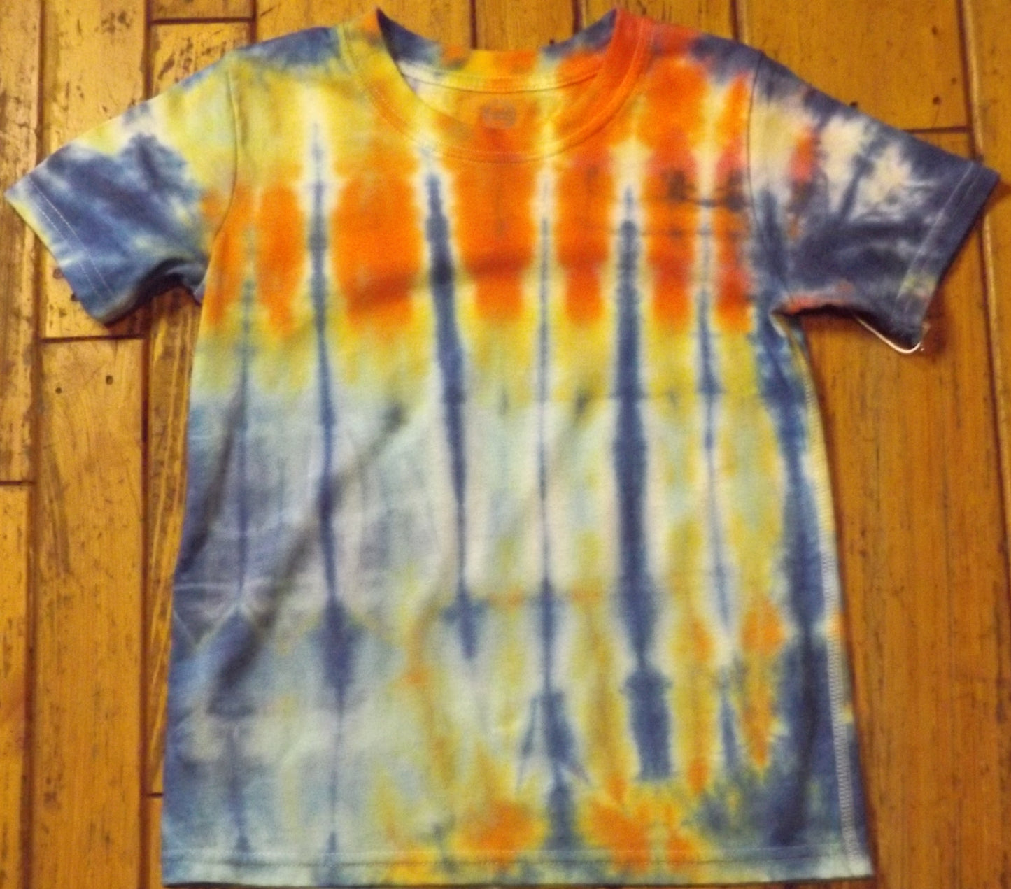 Kids Stripes Tie-dye 4T Crew Neck T-shirt Blue Stripes