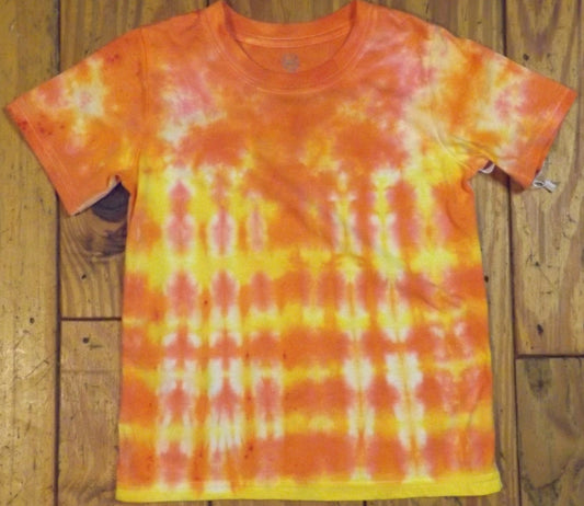 Kids Pleats Tie-dye 4T Crew Neck T-shirt Orange and Pink Pleats