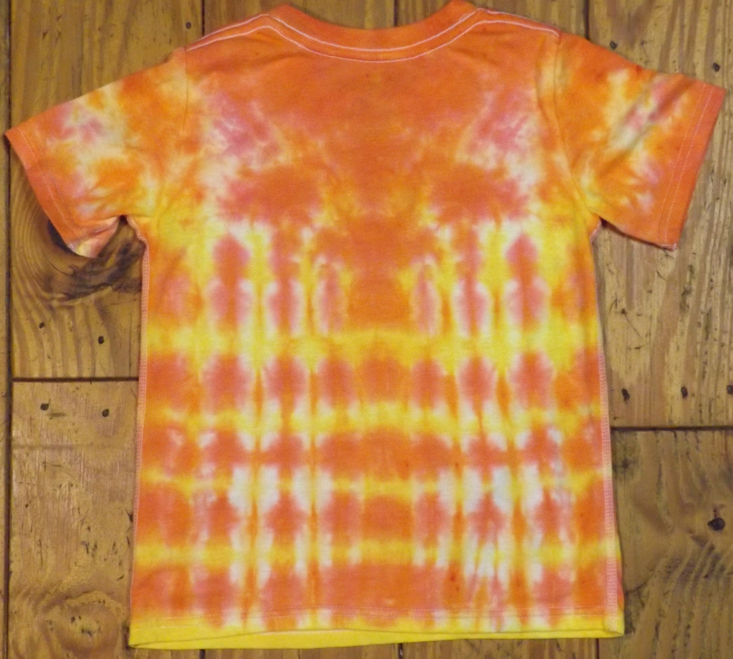 Kids Pleats Tie-dye 4T Crew Neck T-shirt Orange and Pink Pleats