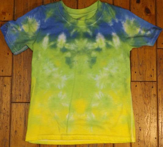 Kids Galaxy Tie-dye 4T Crew Neck T-shirt Blue Green Yellow Galaxy