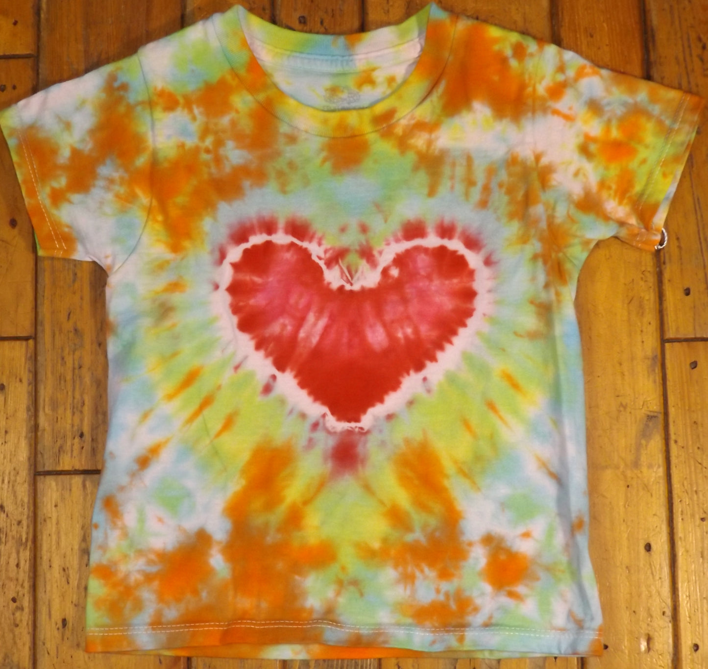 Kids Heart Tie-dye 2T Crew Neck T-shirt Heart