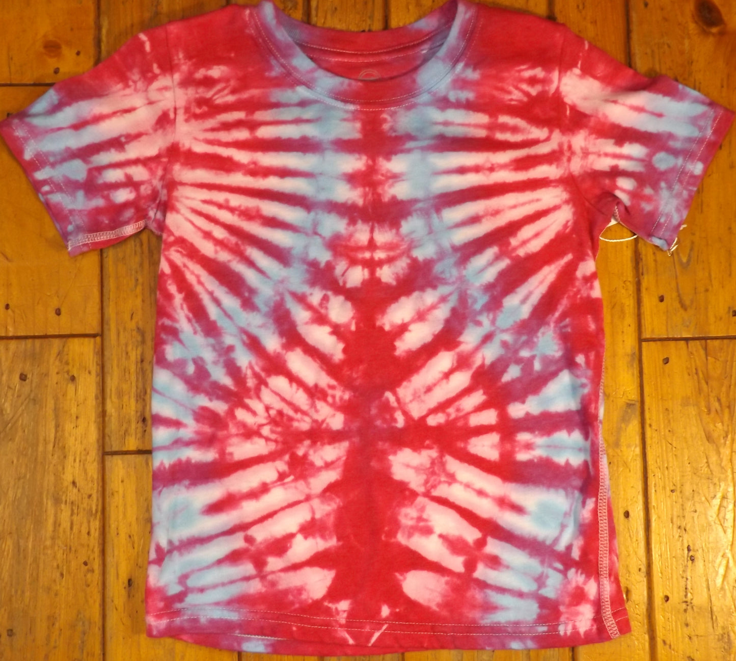 Kids Mirror Tie-dye 4T Crew Neck T-shirt Red and Blue