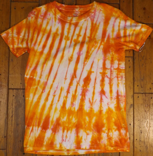 Kids Mirror Tie-dye Large Crew Neck Orange Stripes