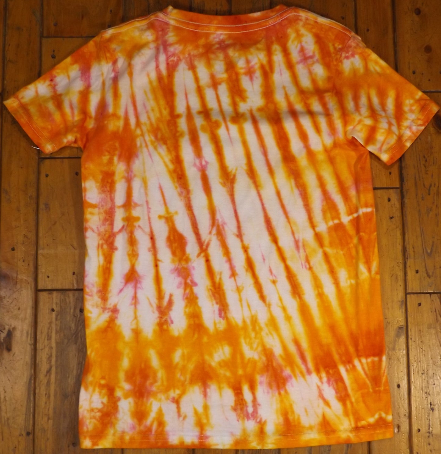 Kids Mirror Tie-dye Large Crew Neck Orange Stripes