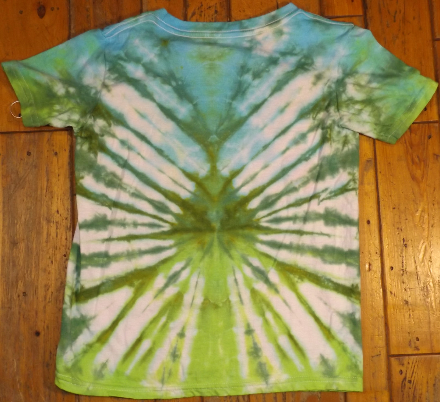 Kids Jigjag Tie-dye Medium Crew Neck T-shirt Green Spider