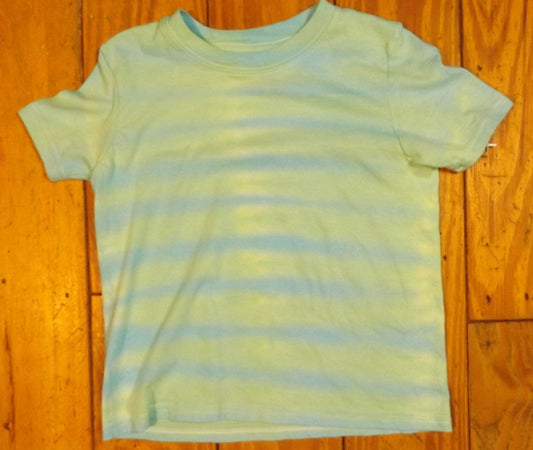 Kids Stripes Tie-dye Medium Crew Neck T-shirt Aqua and Green Stripes