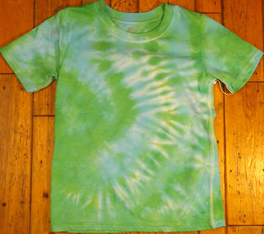 Kids Spiral Tie-dye 4T Crew Neck T-shirt Green Spiral