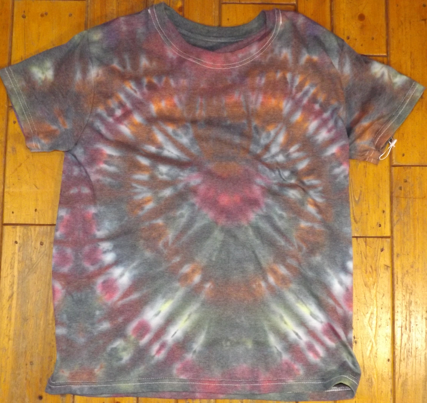 Kids Spider Tie-dye Large Crew Neck T-shirt Dark Spider