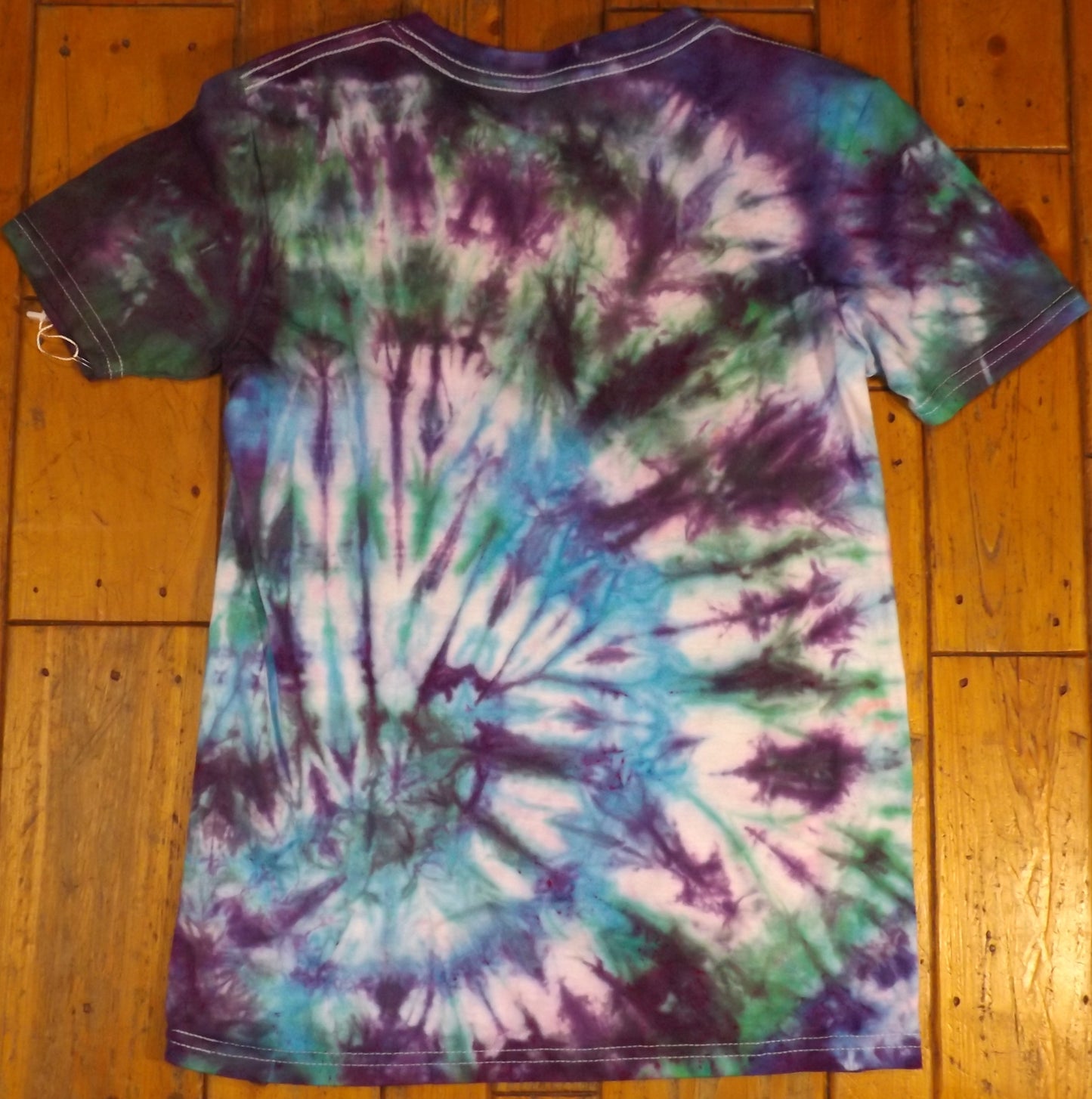 Kids Spiral Tie-dye Large Crew Neck T-shirt Blue and Purple Spiral